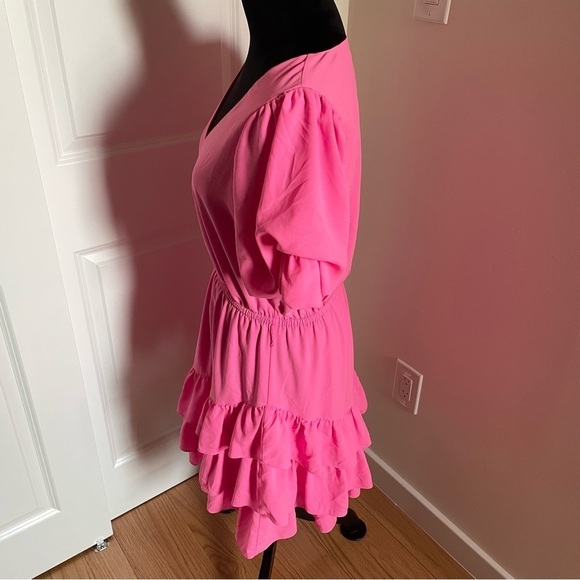 Lilly Pulitzer Martha Pink Stretch Ruffle Midi Short Sleeve Dress EUC Size 10 - Picture 6 of 11